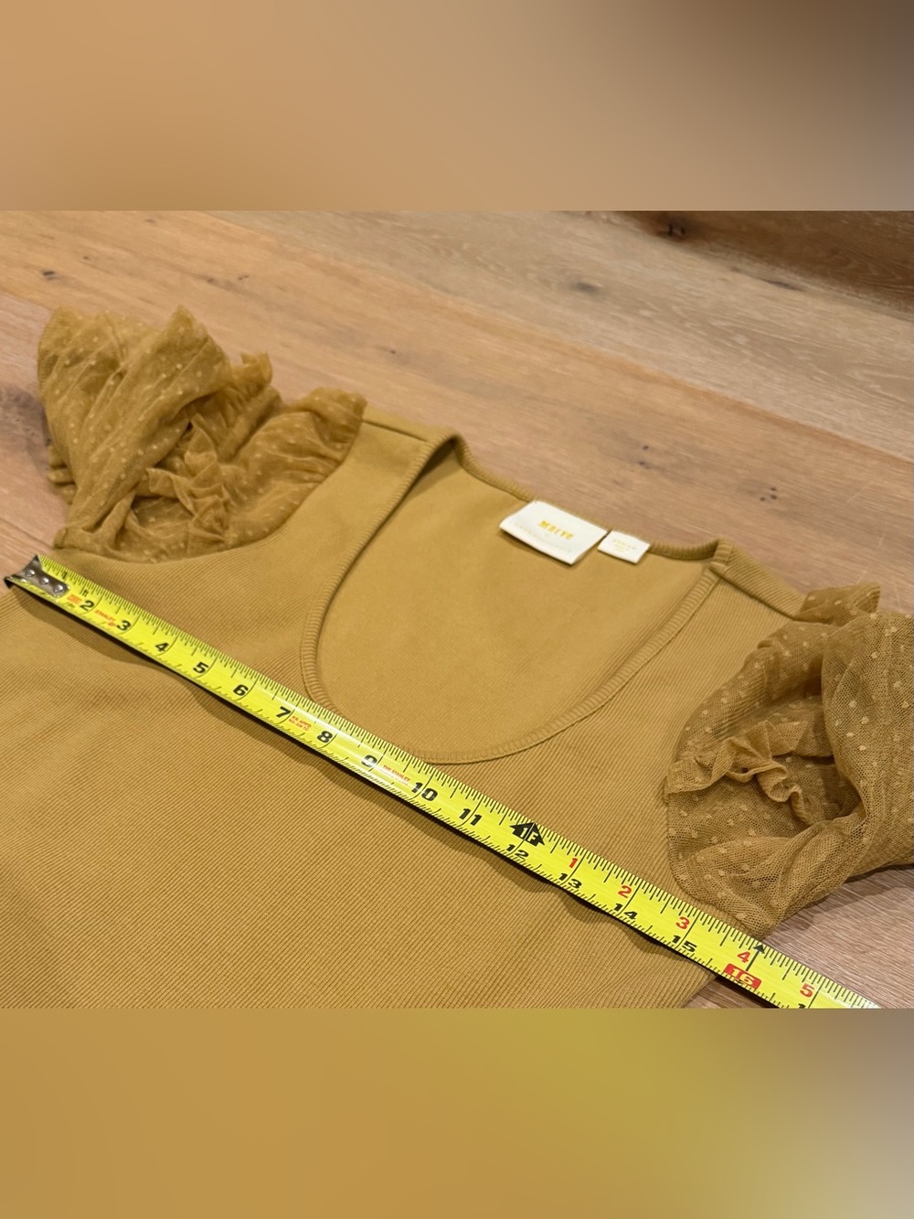 MAEVE Anthropologie Mustard Puff-Sleeve Knit Top Size M Unique! - Picture 9 of 9
